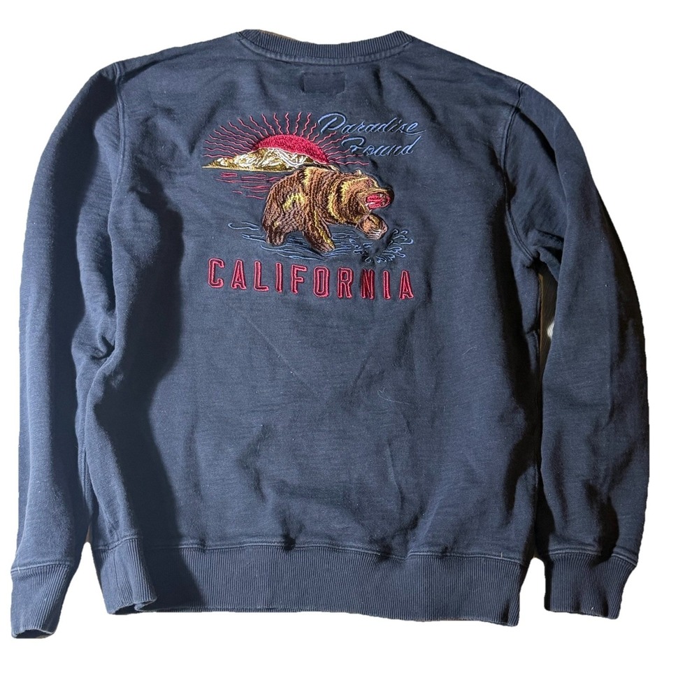 LUCKY‎ BRAND Sweatshirt Mens Large Blue Crewneck California Bear Paradise Found